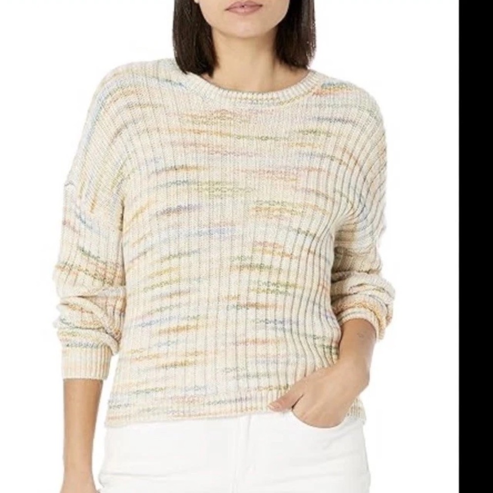 Lucky Brand Space Dye Boxy Sweater multicolor cream Small